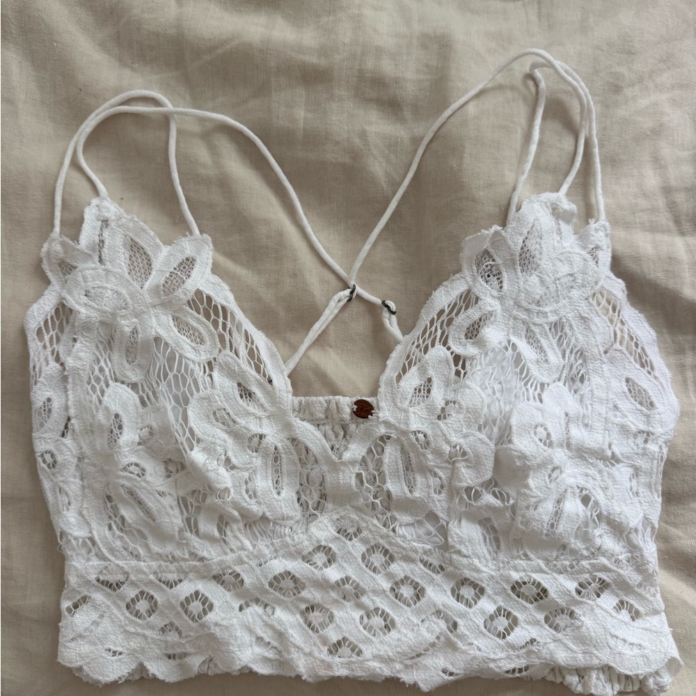 Free People White Lace Crop Top
